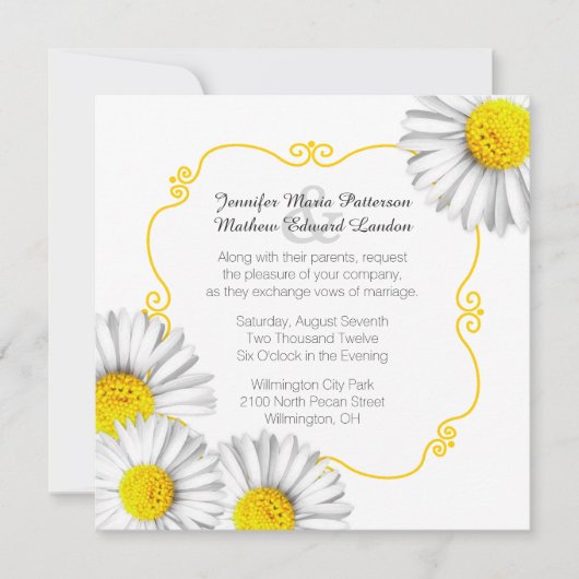 Summer White Daisies Wedding Invitation Kaart (Voorkant)