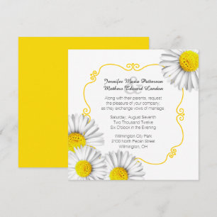 Summer White Daisies Wedding Invitation Kaart