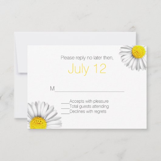 Summer White Daisies Wedding RSVP Kaart (Voorkant)