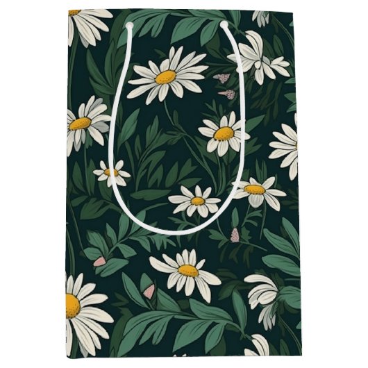 Summer White Daisy Meadow Medium Cadeauzakje (Voorkant)