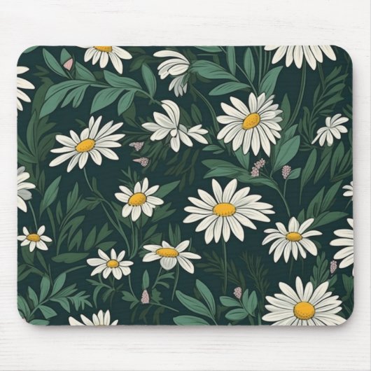 Summer White Daisy Meadow Muismat (Voorkant)