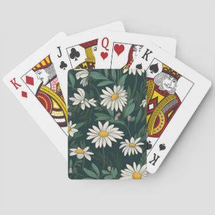 Summer White Daisy Meadow Pokerkaarten