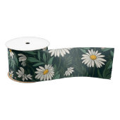 Summer White Daisy Meadow Satijnen Lint (Spoel)