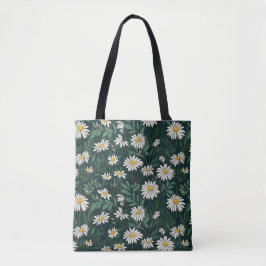 Summer White Daisy Meadow Tote Bag