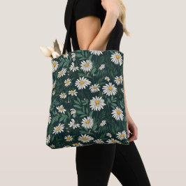 Summer White Daisy Meadow Tote Bag