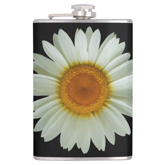 Summer White Daisy op Black Heupfles (Voorkant)