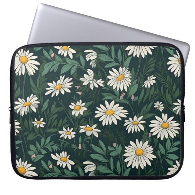 Summer White Digial Daisy Laptop Sleeve (Voorkant)