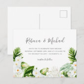Summer White Flowers & Waterverf Greenery Wedding Uitnodiging Briefkaart (Voorkant / Achterkant)