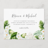 Summer White Flowers & Waterverf Greenery Wedding Uitnodiging Briefkaart (Voorkant)