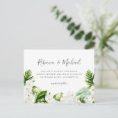 Summer White Flowers & Waterverf Greenery Wedding Uitnodiging Briefkaart (Staand voorkant)