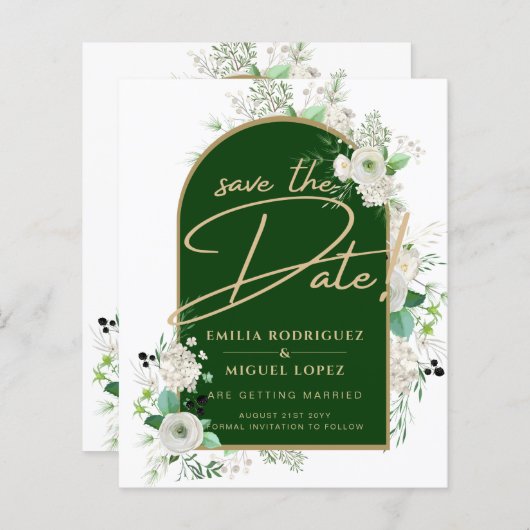 Summer White Roses Emerald Green Arch Wedding (Voorkant / Achterkant)