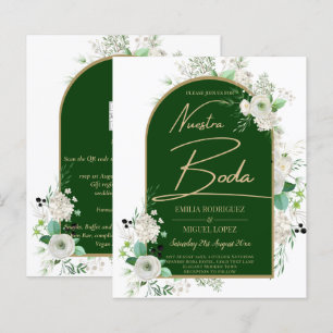 Summer White Roses Emerald Green Arch Wedding