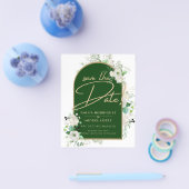 Summer White Roses Emerald Green Arch Wedding Flyer (Enkel)