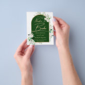 Summer White Roses Emerald Green Arch Wedding Flyer (Hand)