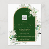 Summer White Roses Emerald Green Arch Wedding Flyer (Achterkant)