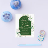 Summer White Roses Emerald Green Arch Wedding Flyer (Enkel)