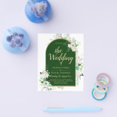 Summer White Roses Emerald Green Arch Wedding Flyer (Enkel)