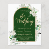 Summer White Roses Emerald Green Arch Wedding Flyer (Voorkant)