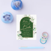 Summer White Roses Emerald Green Arch Wedding Flyer (Enkel)