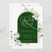 Summer White Roses Emerald Green Arch Wedding IV Kaart (Voorkant / Achterkant)