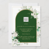 Summer White Roses Emerald Green Arch Wedding Kaart (Achterkant)
