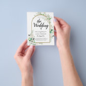 Summer White Roses Emerald Greenery Wedding Flyer (Hand)
