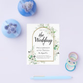 Summer White Roses Emerald Greenery Wedding Flyer (Enkel)
