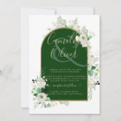 Summer White Roses Emerald Greenery Wedding Kaart (Voorkant)