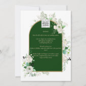 Summer White Roses Emerald Greenery Wedding Kaart (Achterkant)
