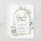 Summer White Roses Emerald Greenery Wedding Kaart (Voorkant)