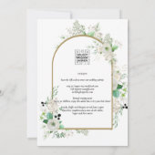 Summer White Roses Emerald Greenery Wedding Kaart (Achterkant)