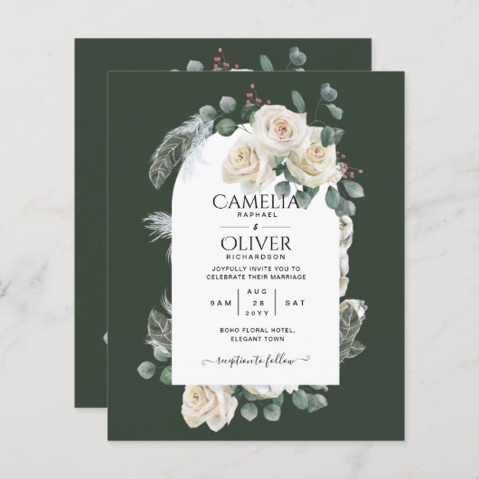 Summer White Roses Emerald Sage Greenery WEDDING (Voorkant / Achterkant)