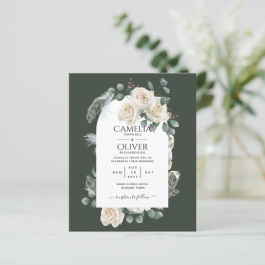 Summer White Roses Emerald Sage Greenery WEDDING (Staand voorkant)