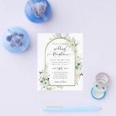 Summer White Roses Emerald Sage Greenery WEDDING Flyer (Enkel)