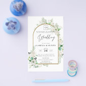 Summer White Roses Emerald Sage Greenery WEDDING Flyer (Enkel)