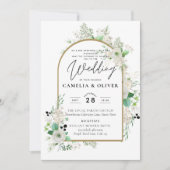 Summer White Roses Emerald Sage Greenery WEDDING Kaart (Voorkant)