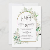 Summer White Roses Emerald Sage Greenery WEDDING Kaart (Voorkant)