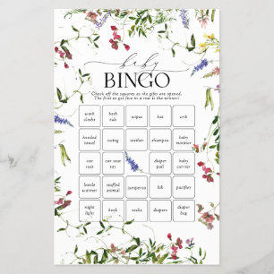 Summer Wilde Baby shower Bingo Game Flyer