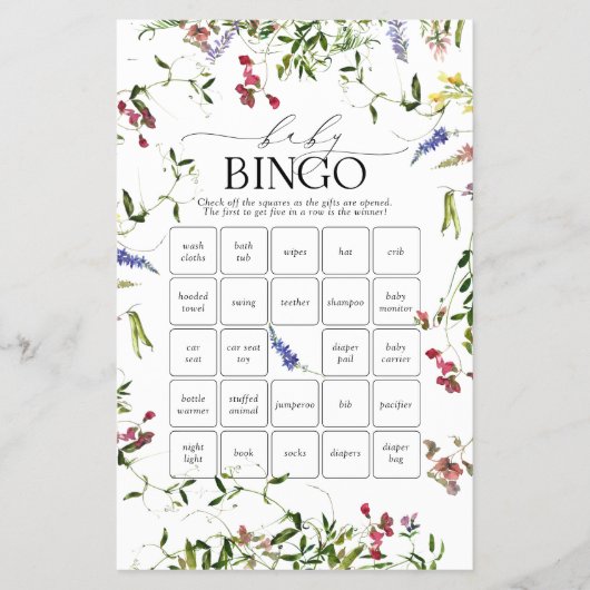 Summer Wilde Baby shower Bingo Game Flyer (Voorkant)