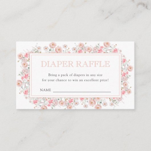 Summer Wildflower Baby Shower Diaper Raffle Informatiekaartje (Voorkant)