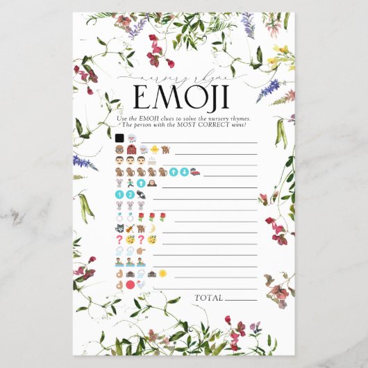 Summer Wildflower Baby Shower EMOJI Game Flyer (Voorkant)