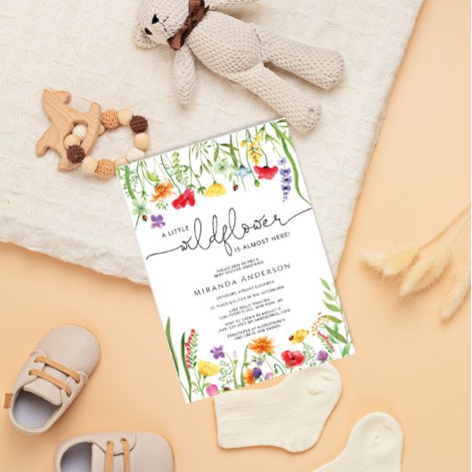 Summer Wildflower Baby shower Invitation Kaart