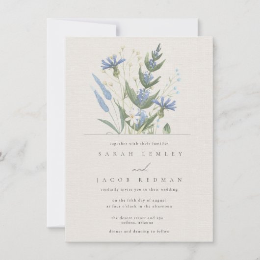 Summer Wildflower Botanical Wedding Kaart (Voorkant)