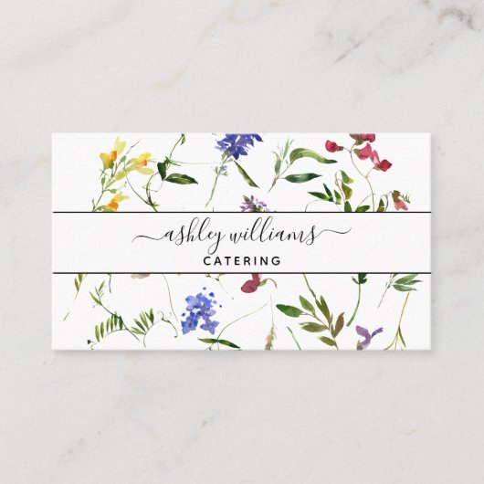 Summer Wildflower Botanicals Script Visitekaartje (Voorkant)