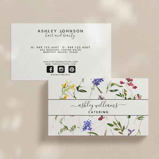 Summer Wildflower Botanicals Script Visitekaartje