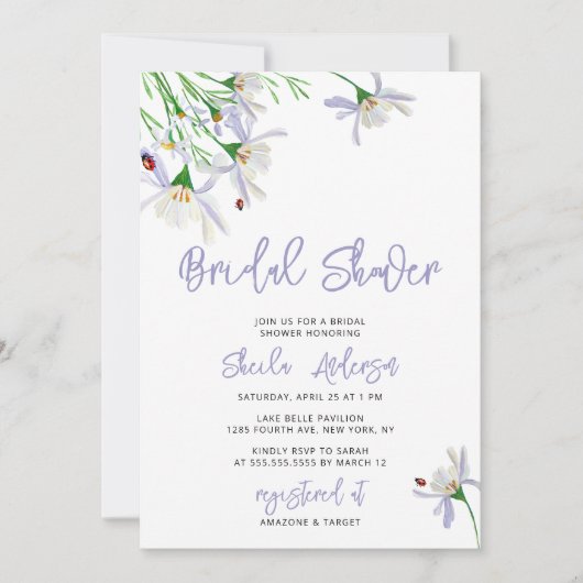 Summer Wildflower Bridal Shower Invitation Kaart (Voorkant)