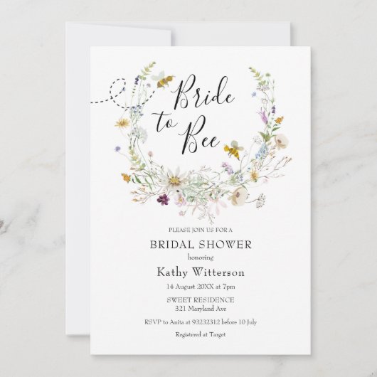 Summer Wildflower Bride to Bee Vrijgezellenfeest Kaart (Voorkant)