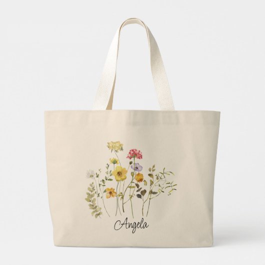 Summer Wildflower Bridesmaid Large Canvas tas (Achterkant)
