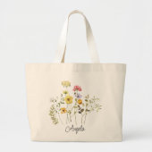 Summer Wildflower Bridesmaid Large Canvas tas (Voorkant)
