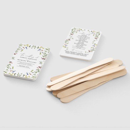 Summer Wildflower Calligraphy Wedding Programme Handwaaier (Niet-gemonteerd)